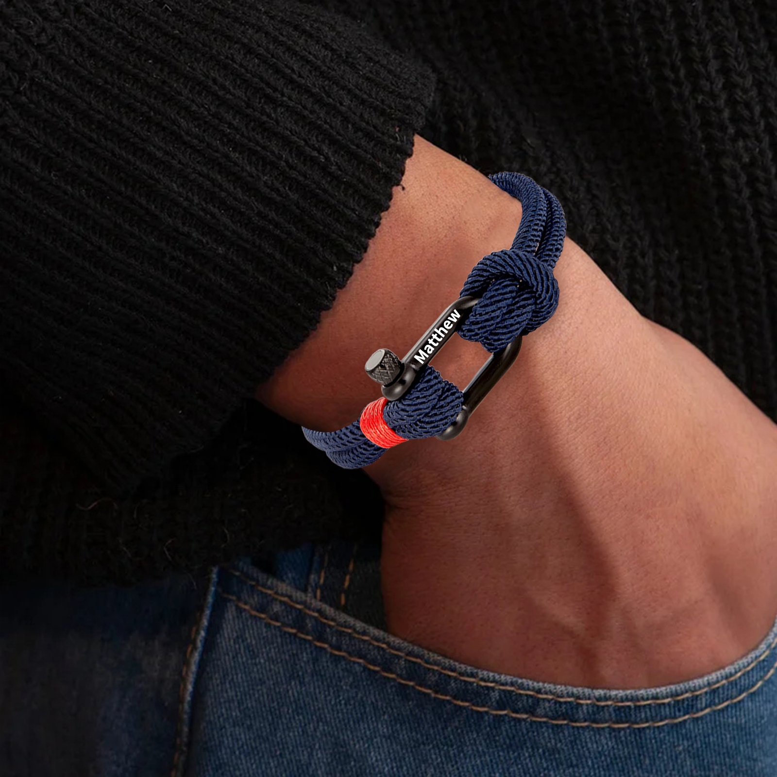 Herren Personalisierter 1 Name Edelstahl Hufeisenschnalle Handseil Armband-An meinen Sohn Glaube an dich selbst-Geschenk mit Nachrichtenkarte