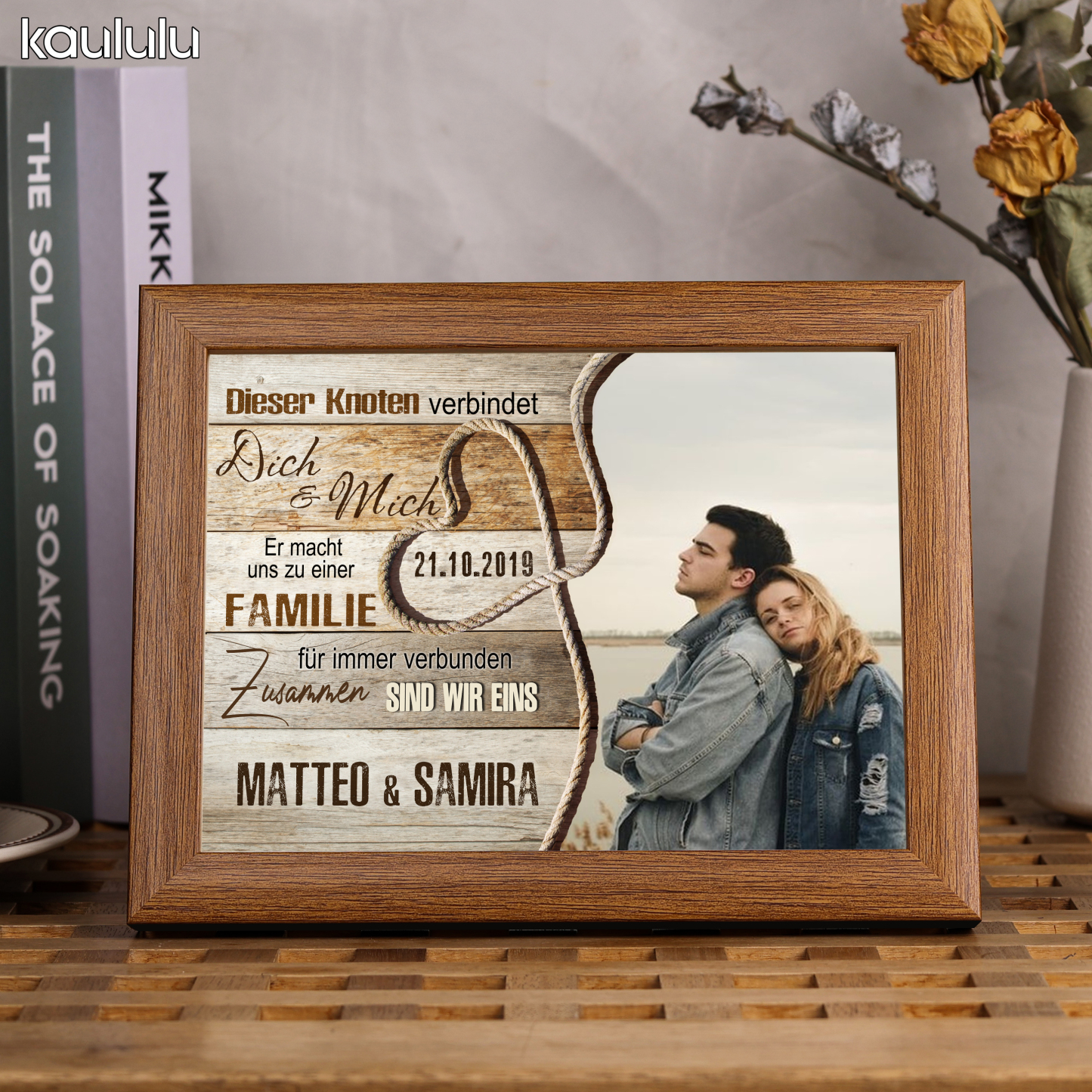 Paar Holzrahmen/Plastikrahmen-Personalisierter 2 Namen & Datum & Foto Bilderrahmen-Zusammen sind wir eins