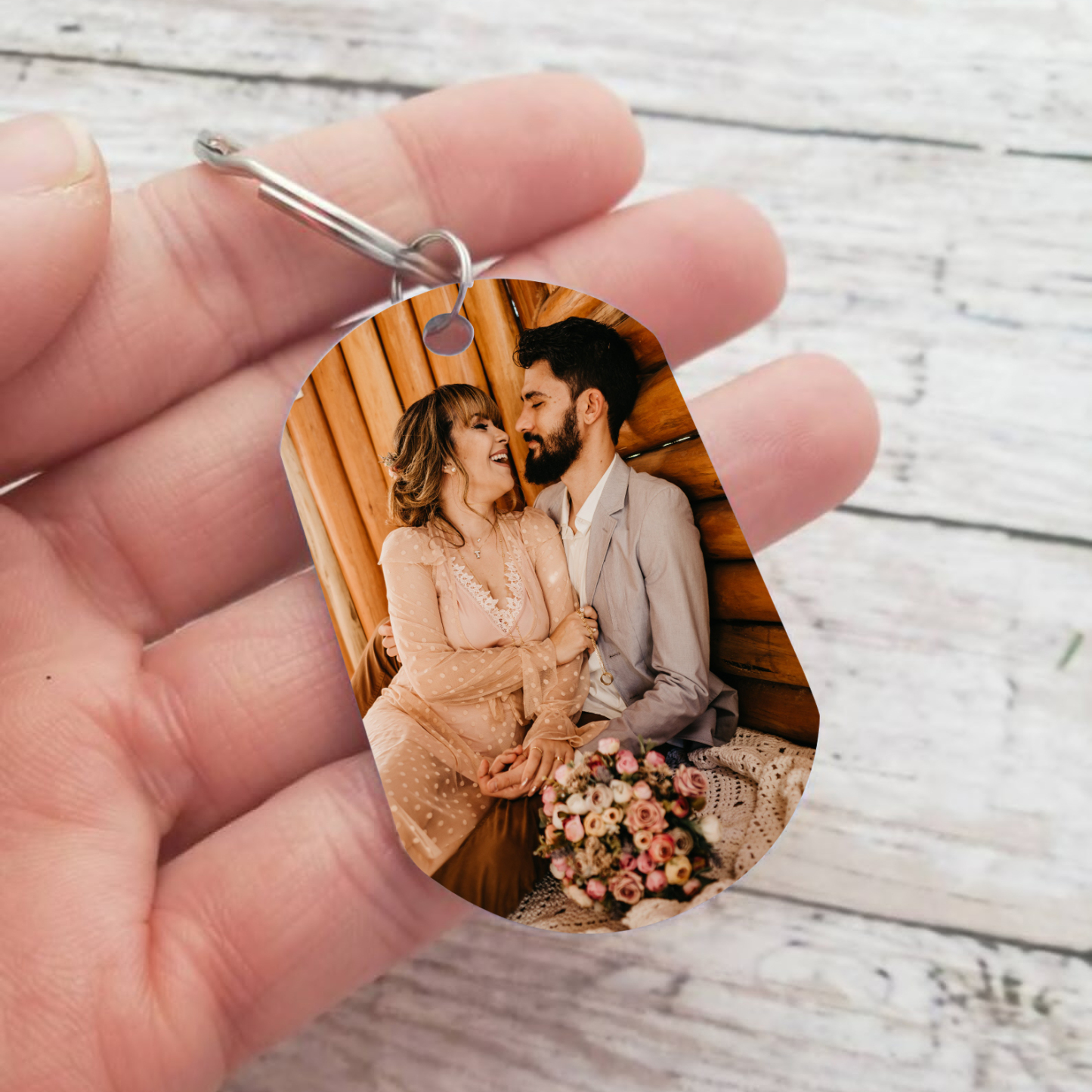 Personalisierter 1 Name & Geburtsblume & Foto Geldbörse & 2 Namen & Foto Schlüsselanhänger Geschenkpackung Geschenkset mit Karte für Frau Freundin