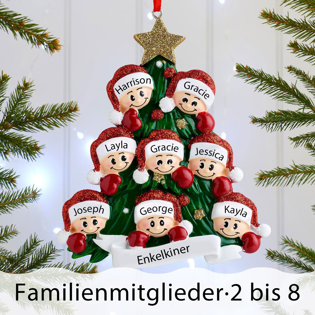Holz Personalisiertes 8 Namen Text Weihnachtsornament Baum Anhänger mit 8 Familienmitgliedern