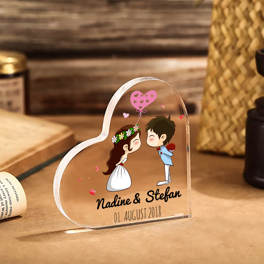 Personalisierte 2 Texte Acryl-Deko Schreibtischdekoration Hochzeitstag Geschenk für Paar