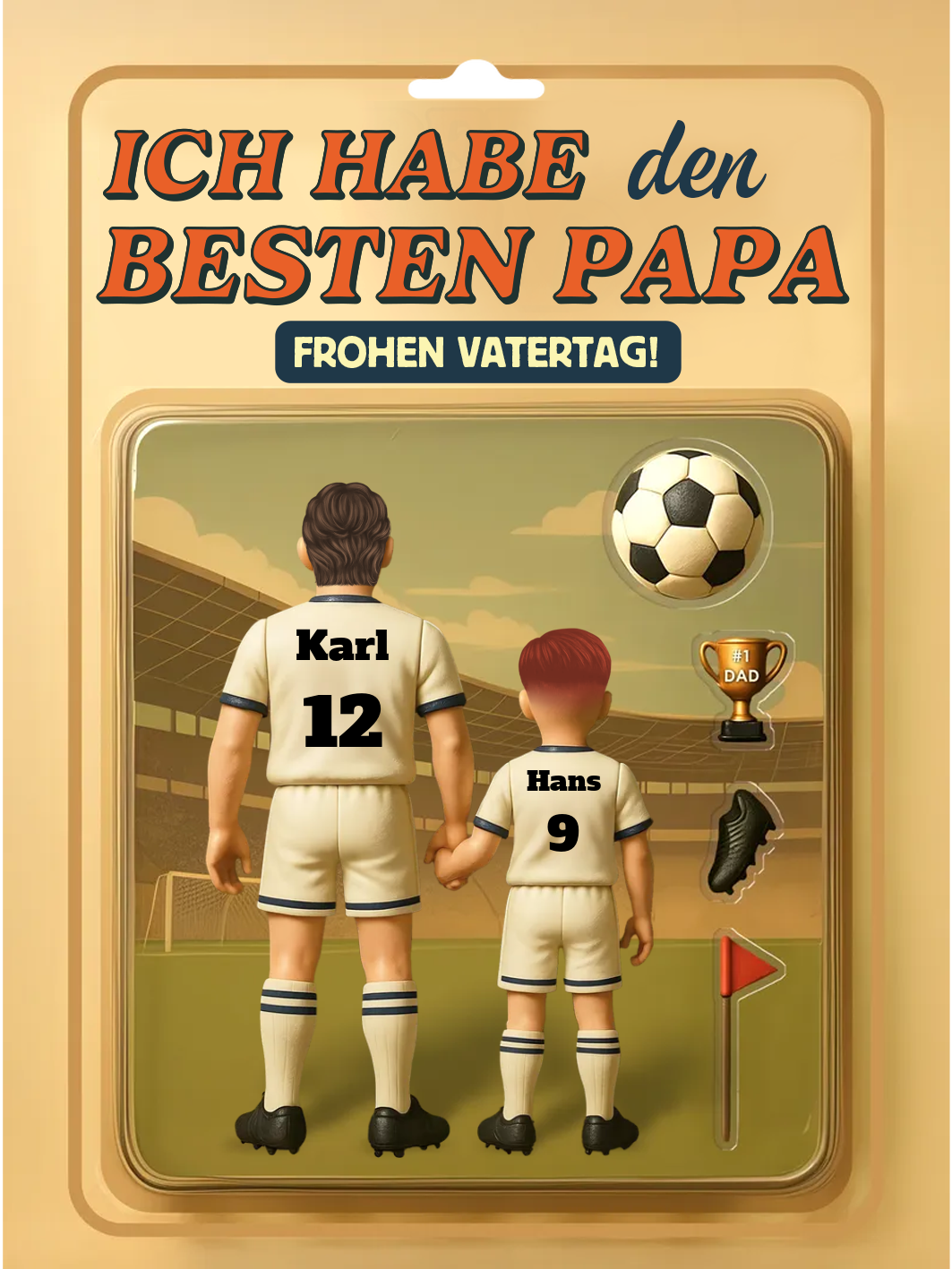 Personalisierte Papa und Kinder in Fußballtrikot Acryl-Deko-Ich habe den besten Papa-Schreibtischdekoration für Papa