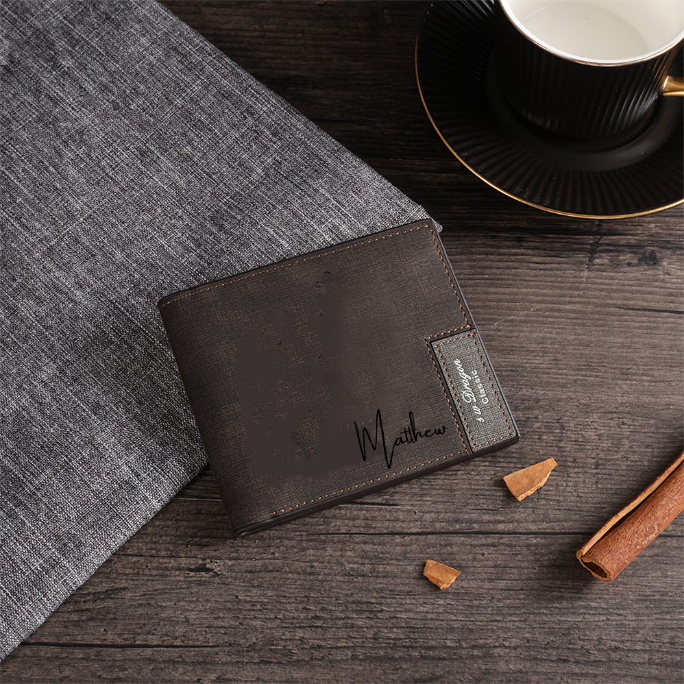 Personalisierter Name & Foto Leder Herren Geldbörse mit Kartenfach