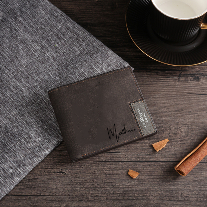 Personalisierter Name & Foto Leder Herren Geldbörse mit Kartenfach