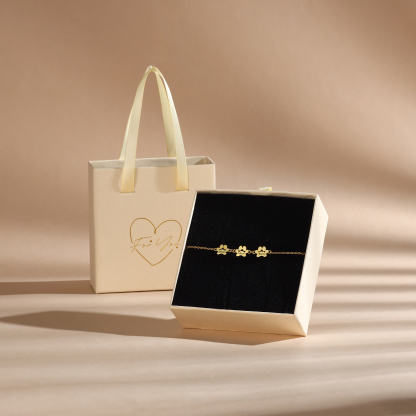 Personalisierter 1 Name Pfotenabdrücke Golden Armband