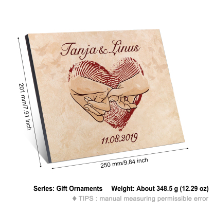 Pärchen Holzbild-Personalisierter Text & Datum Holzdekoration-für Paare