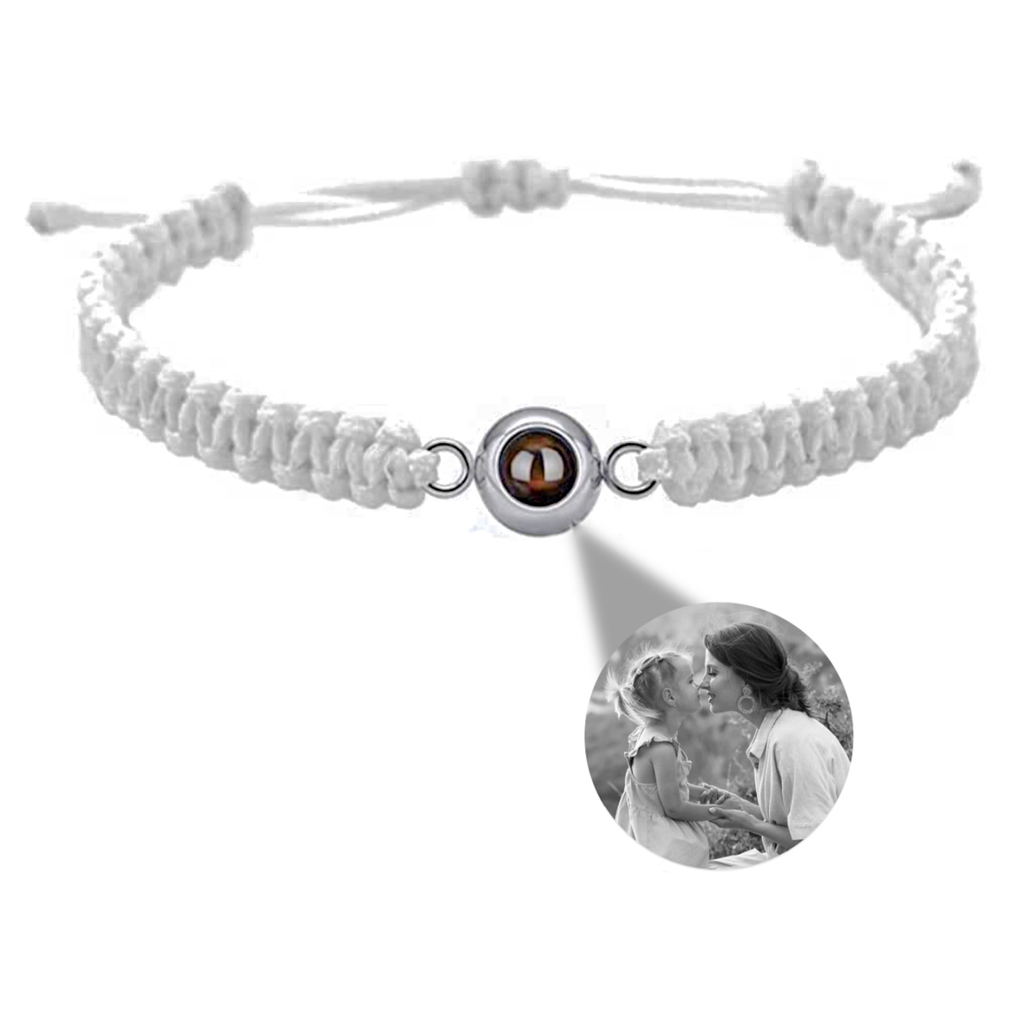 Personalisiertes Foto Rund Projektion Handseil Armband