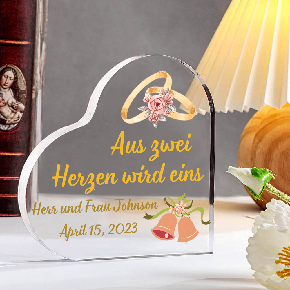 Personalisierte 2 Texte Acryl-Deko Schreibtischdekoration Hochzeit Geschenk für Paar