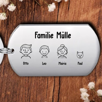 Personalisierbarer Text & 2-12 Familienmitgliedern Familie Schlüsselanhänger