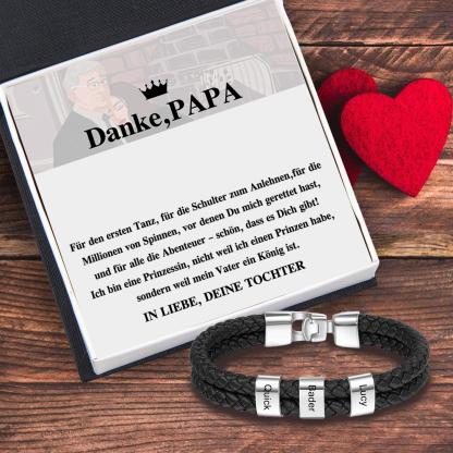 Kettenmachen Personalisiertes 3 Namen Perlen Leder Armband-Danke, PAPA-Geschenk mit Nachrichtenkarte 27.99