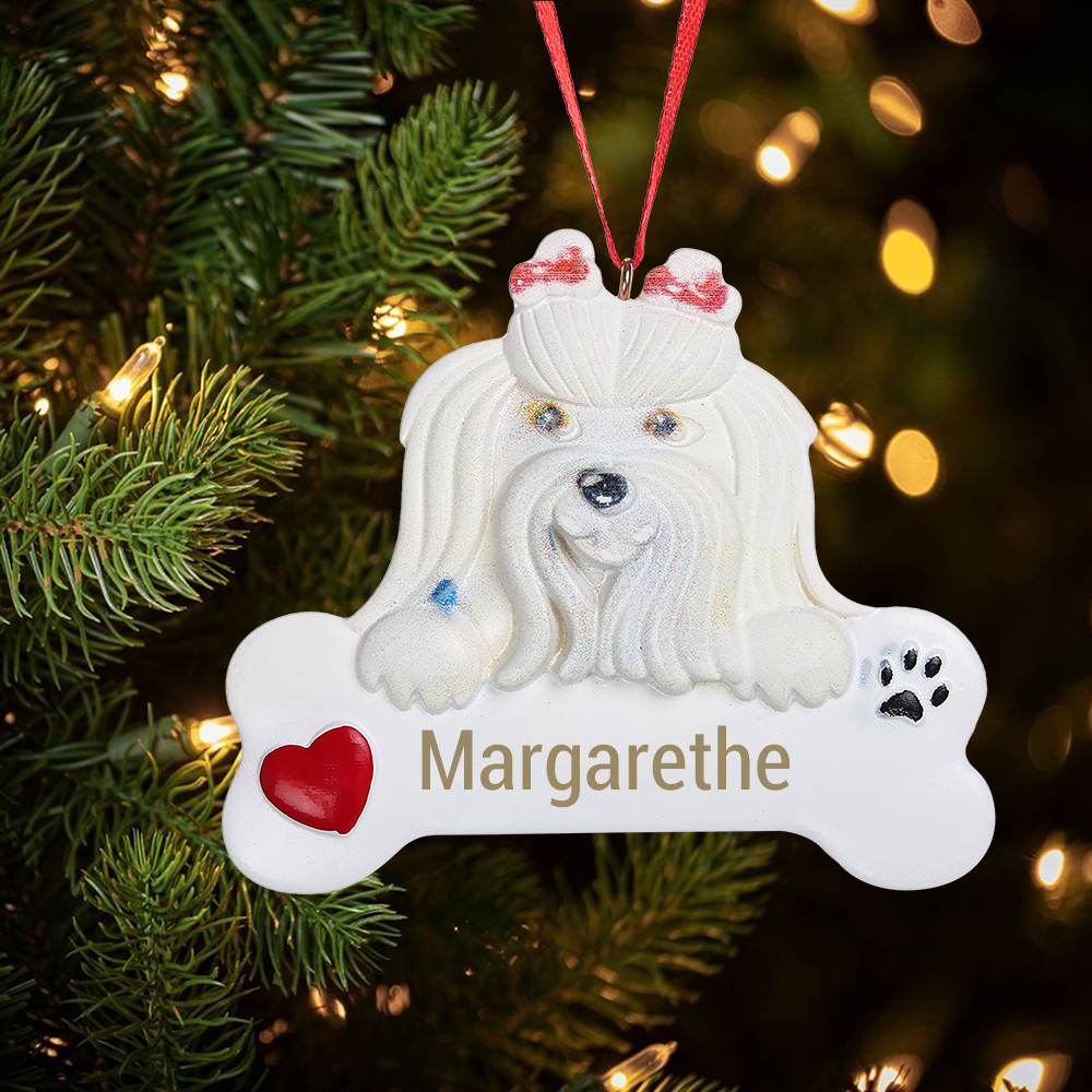 Harz Weihnachtsornament-Personalisierter 1 Name Malteserhund Haustier Ornament