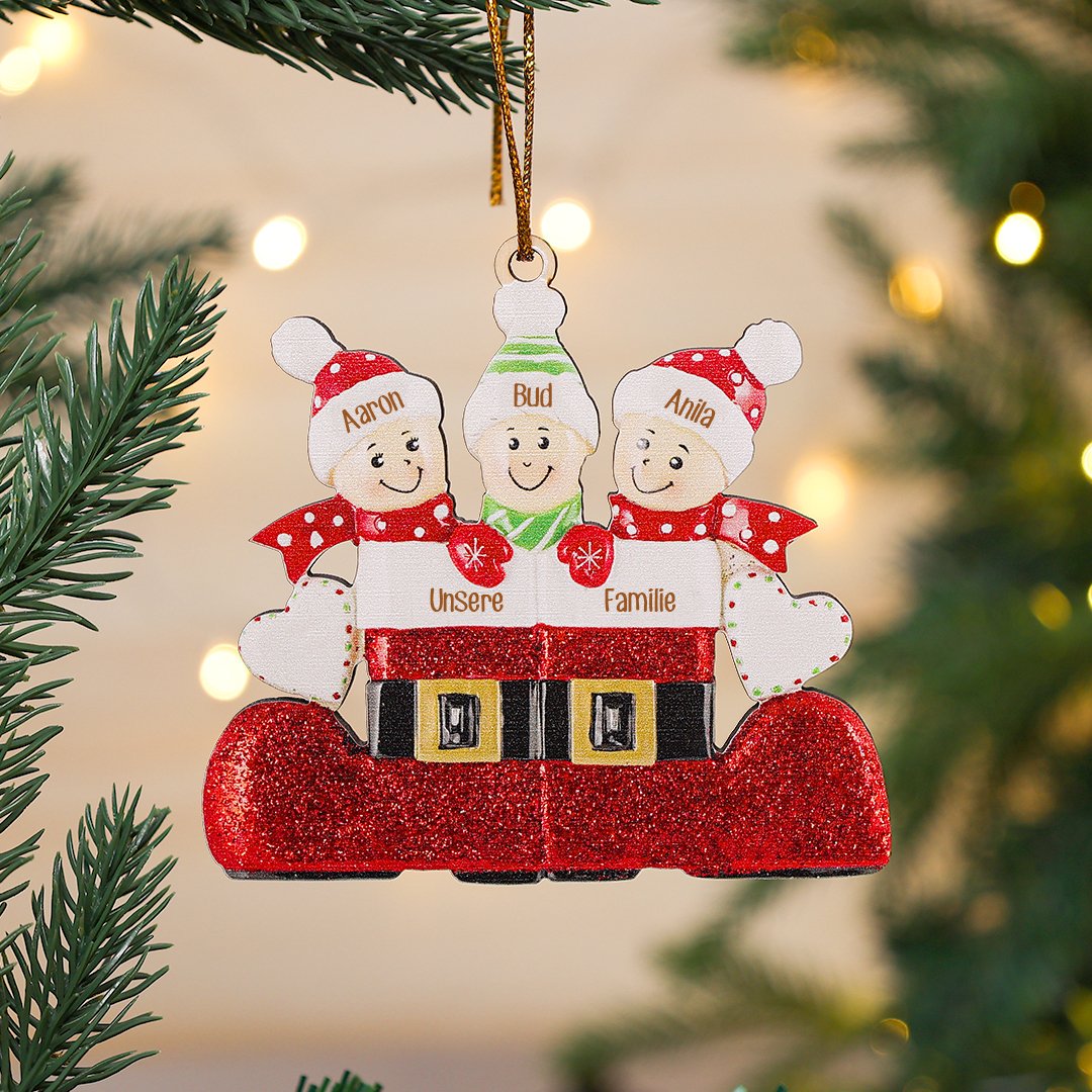 Holz Personalisierte 3 Namen & Text Weihnachtsstiefel Weihnachtsornament Weihnachtsbaum Anhänger