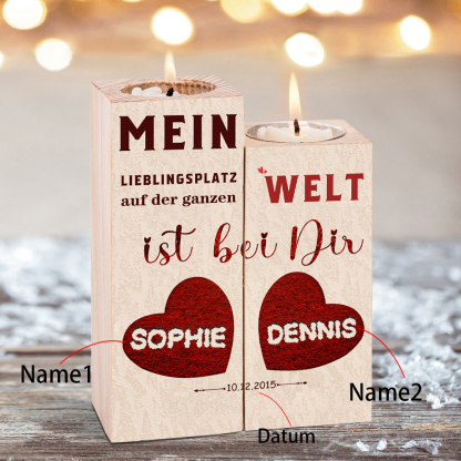 Personalisierte 2 Namen & Datum Kerzenhalter-Mein Lieblingsplatz auf der ganzen Welt ist neben dir-Geschenk für Paare