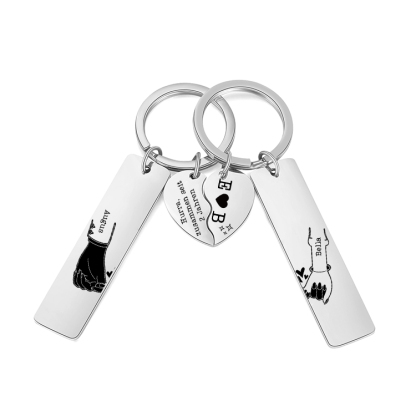 Personalisierbare 2 Namen & 2 Buchstaben & Text  - Metall Paar Schlüsselanhänger