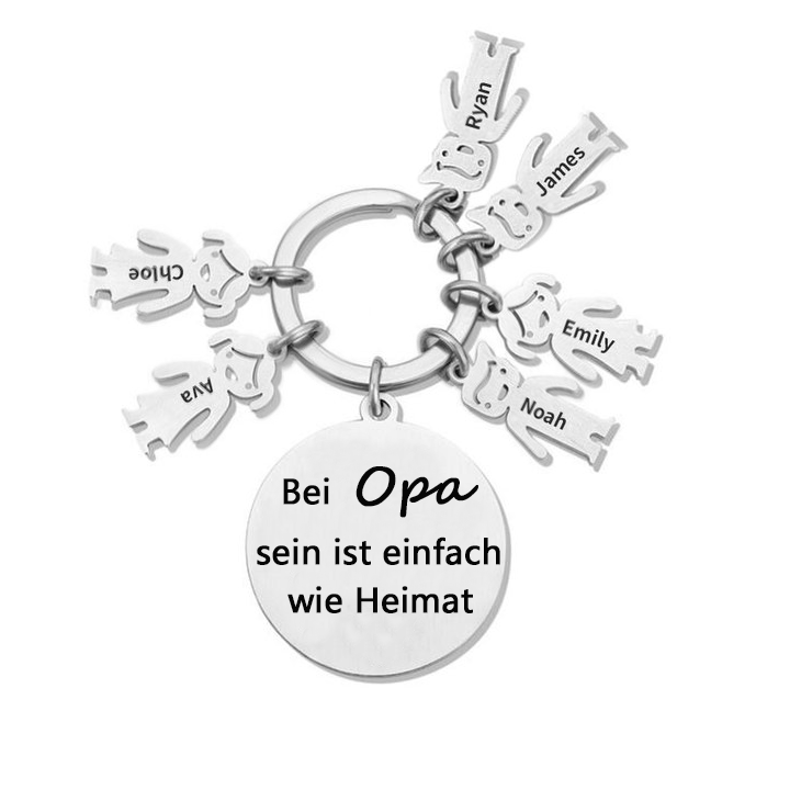 Gravur 6 Namen & Wunschtext Familie Schlüsselanhänger - Dieser Vater ( oder Mutter, Opa, Oma, usw. ) Gehört zu ...