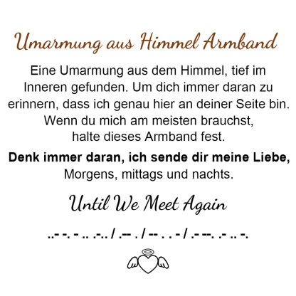 Umarmung aus Himmel Morse-Code-Armband-Geschenk mit Nachrichtenkarte