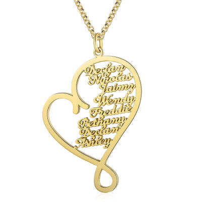 Herz Halskette mit 8 Namensgravuren Herzform