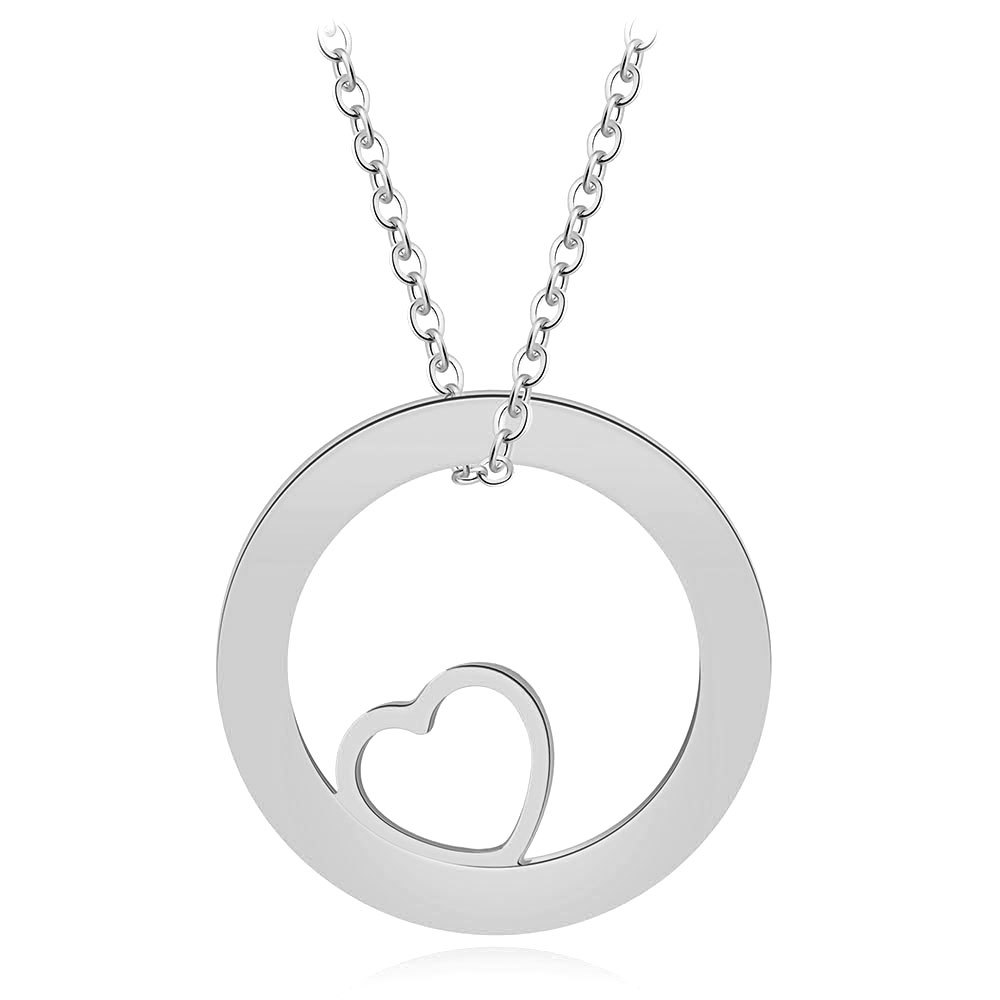 Personalisierbar Text Rund Kreis Herz Halskette 