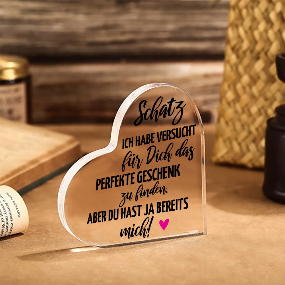 Personalisierte Name Acryl-Deko-Du hast ja bereits mich-Schreibtischdekoration für Paar