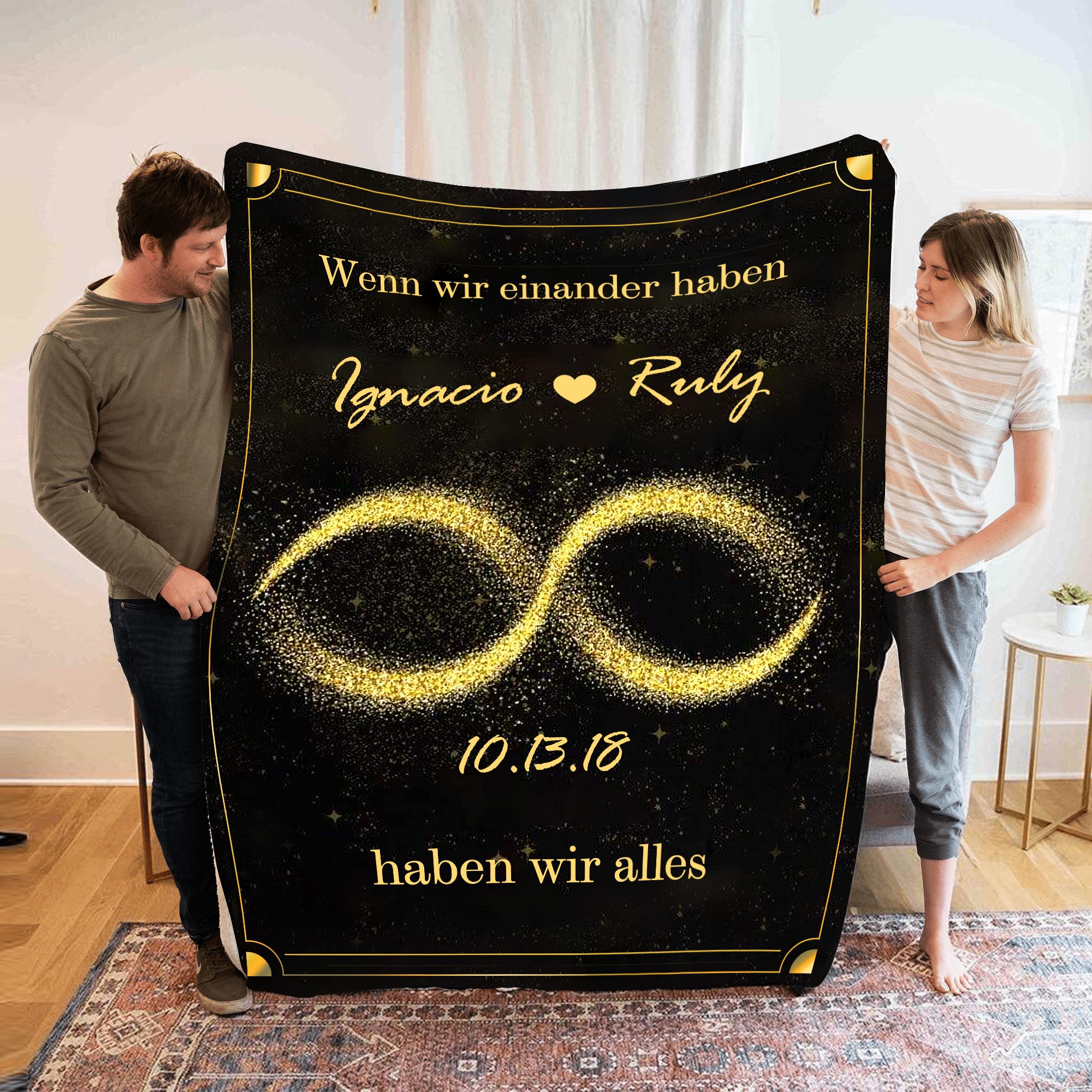 Personalisierte 2 Namen & Datum-Wenn wir einander haben, haben wir alles-Decke Für Paare