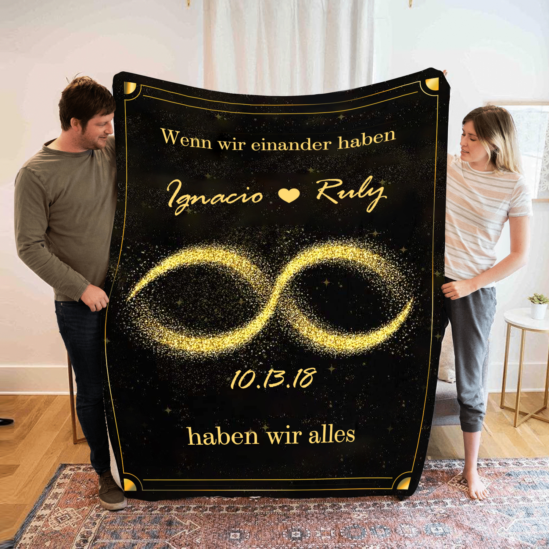 Personalisierte 2 Namen & Datum-Wenn wir einander haben, haben wir alles-Decke Für Paare