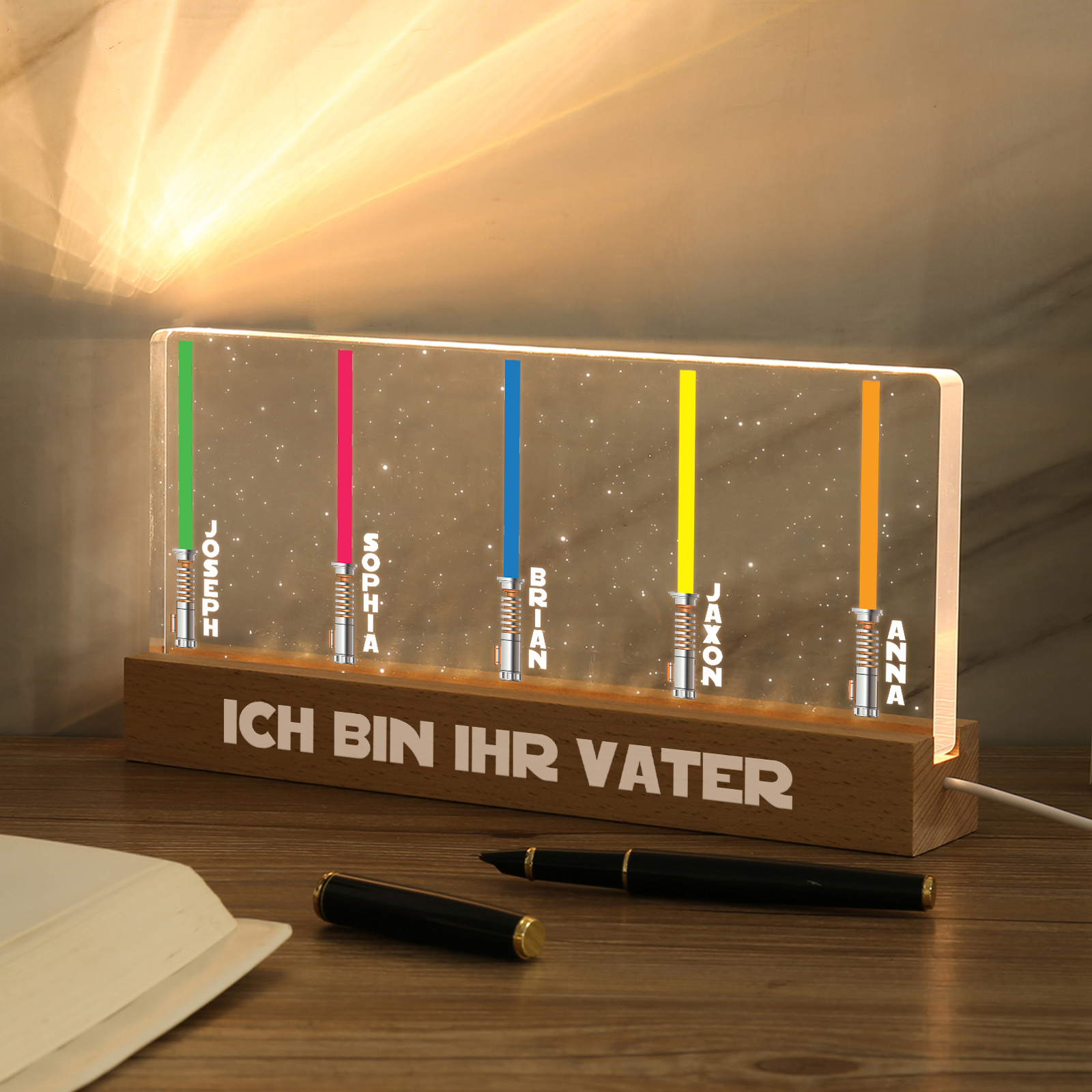 Personalisierbare 5 Namen & Text Krieg der Sterne Acryl Nachtlicht - für Familie