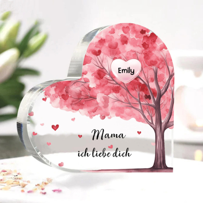 Personalisierter 1 Name & Text Rosa Familienbaum Familie Acryl-Deko Schreibtischdekoration für Mutter