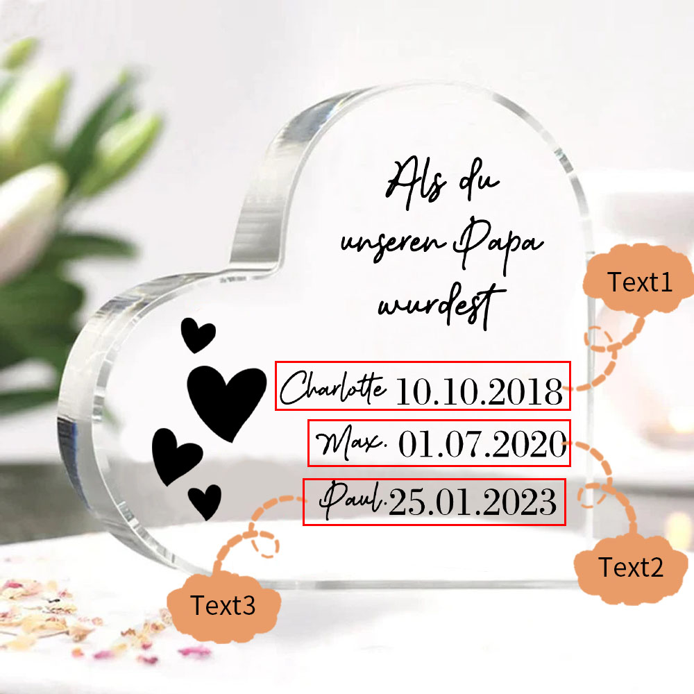 Personalisierte 3 Texte -Als du unseren Papa wurdest- Acryl-Deko Schreibtischdekoration für Vater
