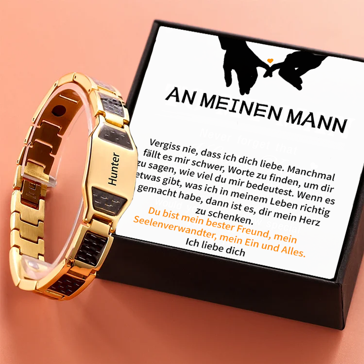 Herren Personalisierbarer Name Magnetarmband-An Meinen Mann Vergiss nie, dass ich dich liebe-Geschenk mit Nachrichtenkarte