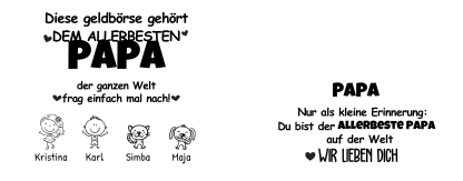 Herren Personalisierte 1-8 Namen- Leder Geldbörse mit Vater und Kind- Geschenk für Papa zum Vatertag