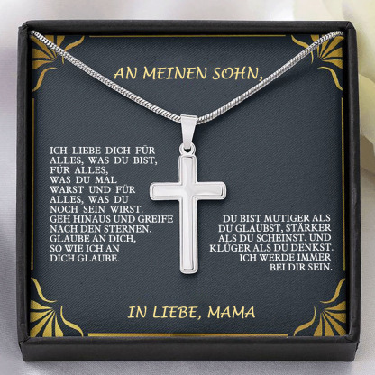 925 Sterling Silber An Meinen Sohn von Mama Kommunion Kreuz Halskette - Geschenk mit Nachrichtenkarte