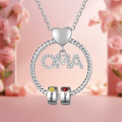 Personalisierte 1-5 Namen Gravur "OMA" Halskette mit 1-5 Geburtssteinen-Glück ist eine Oma wie dich zu haben-Geschenk mit Nachrichtenkarte