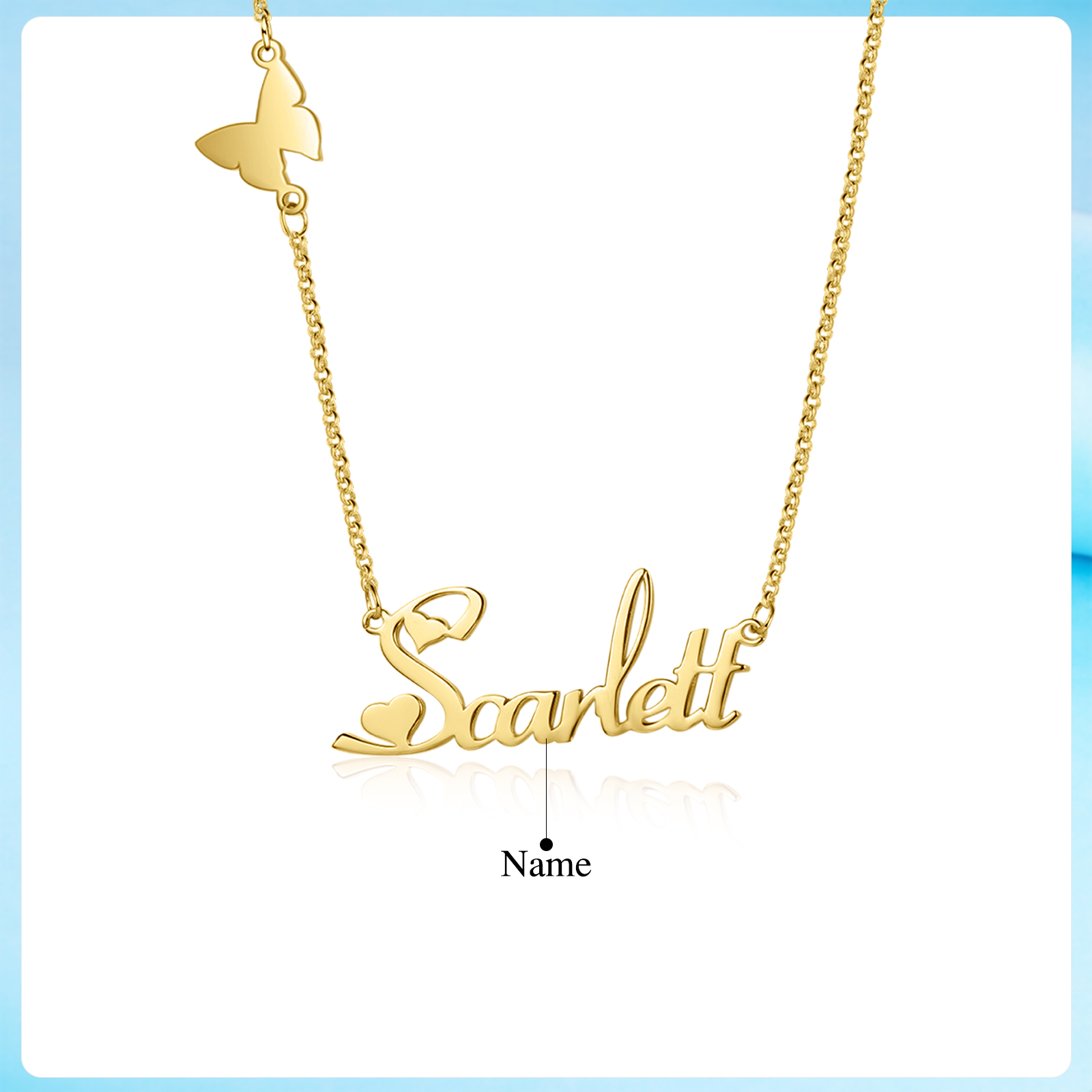 925 Sterling Silber Personalisierbare 1 Namensgravur Halskette Schmetterling
