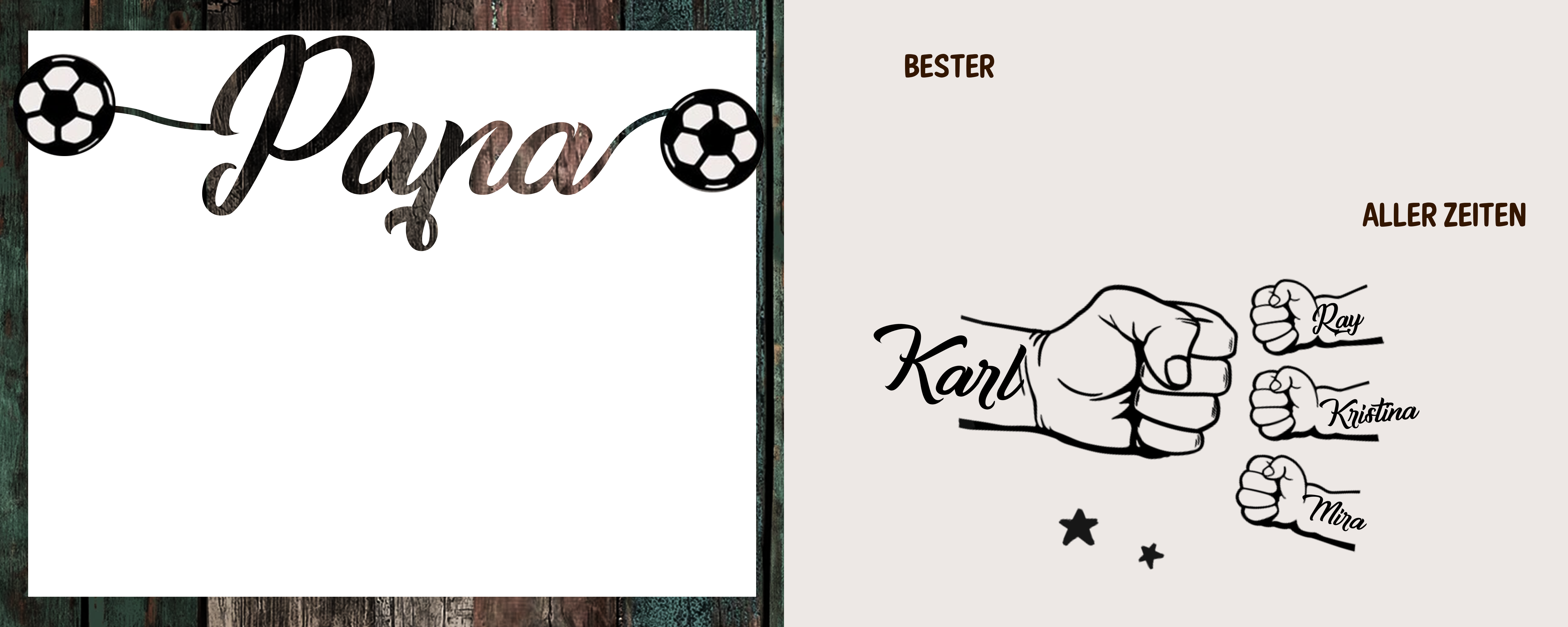 Holzbild-Personalisierte Name & Faust-Bester Papa aller Zeiten-Geschenk für Vater