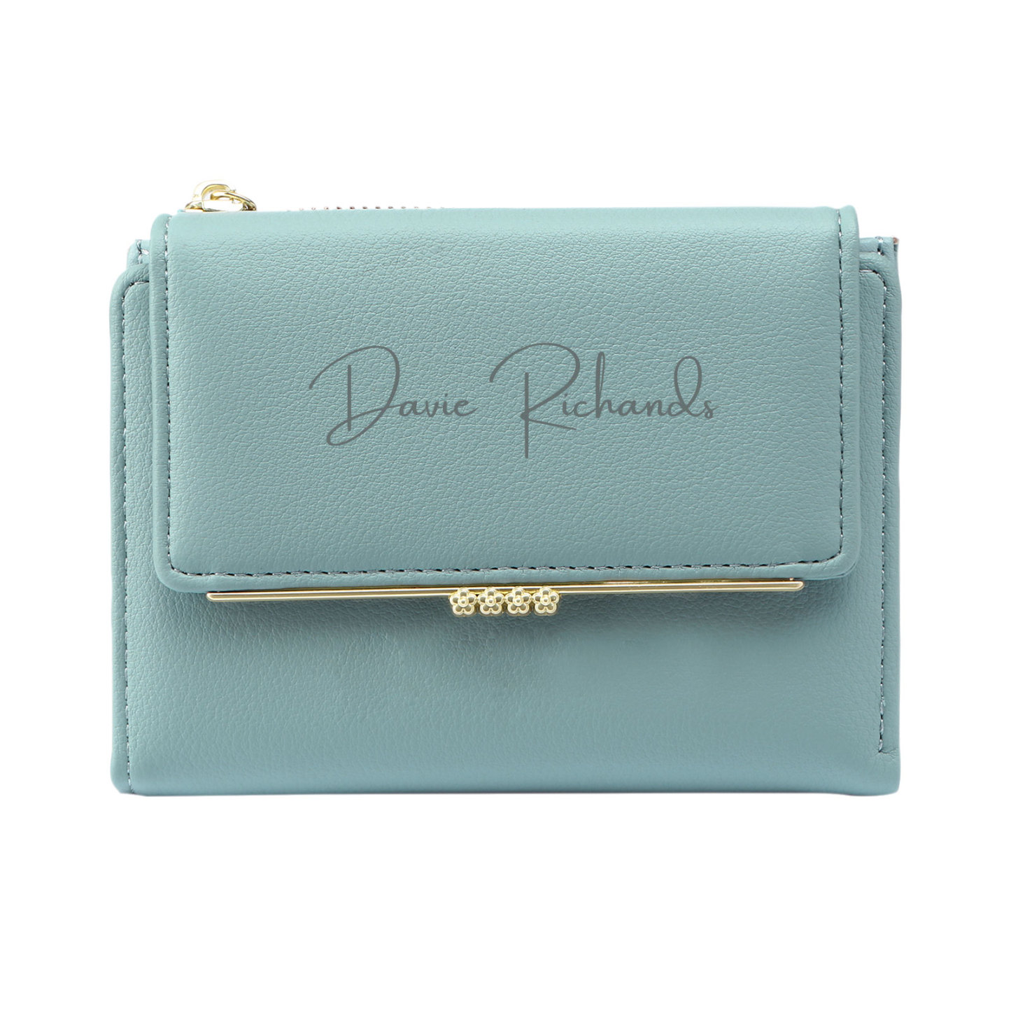 Damen Personalisierter Name & Foto PU Leder Kurze Portemonnaie Geldbörse Klappgeldbörse mit Reißverschluss