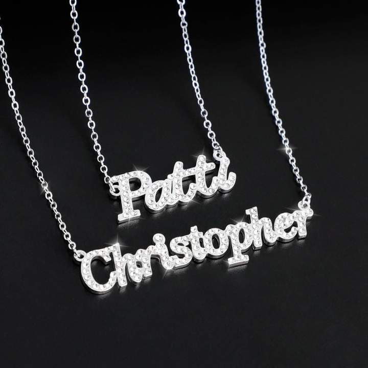 Muttertagsgeschenk personalisierte glänzende Diamant-Namenshalskette