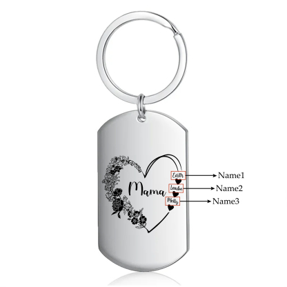 Personalisierbare 1-6 Namen Mama Herz Schlüsselanhänger