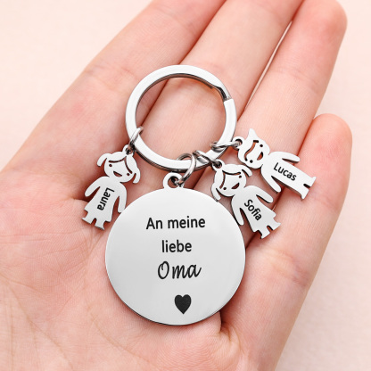 Gravur 3 Namen & Wunschtext Familie Schlüsselanhänger - Dieser Vater ( oder Mutter, Opa, Oma, usw. ) Gehört zu ...