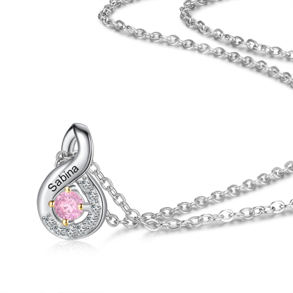 S925 Silber Gravur 1 Name Infinity Halskette mit 1 Geburtsstein
