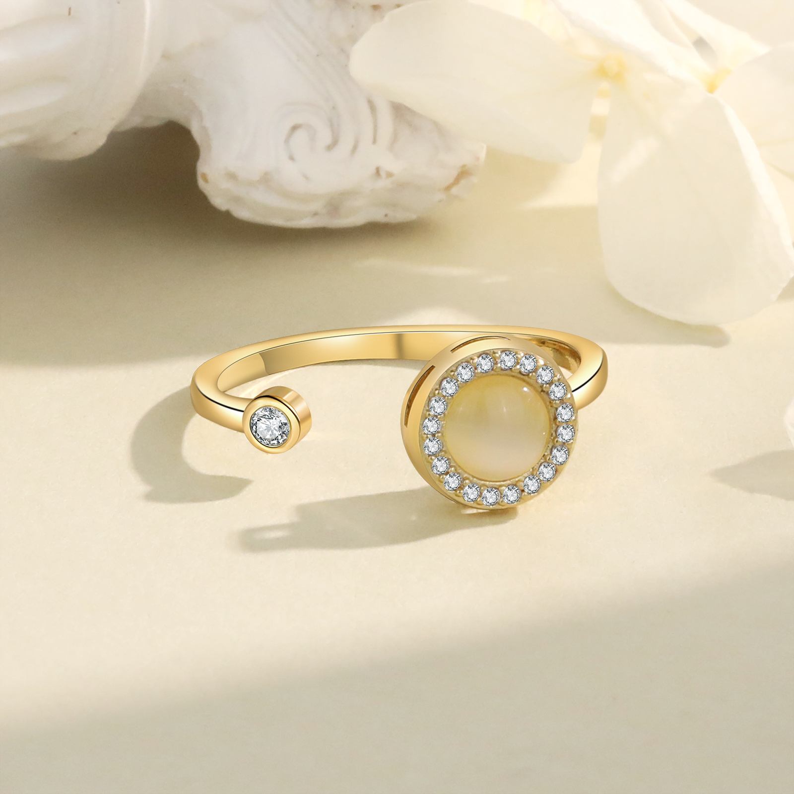 Katzenaugenstein Offener Ring- An Meine Tochter- Geschenk mit Nachrichtenkarte