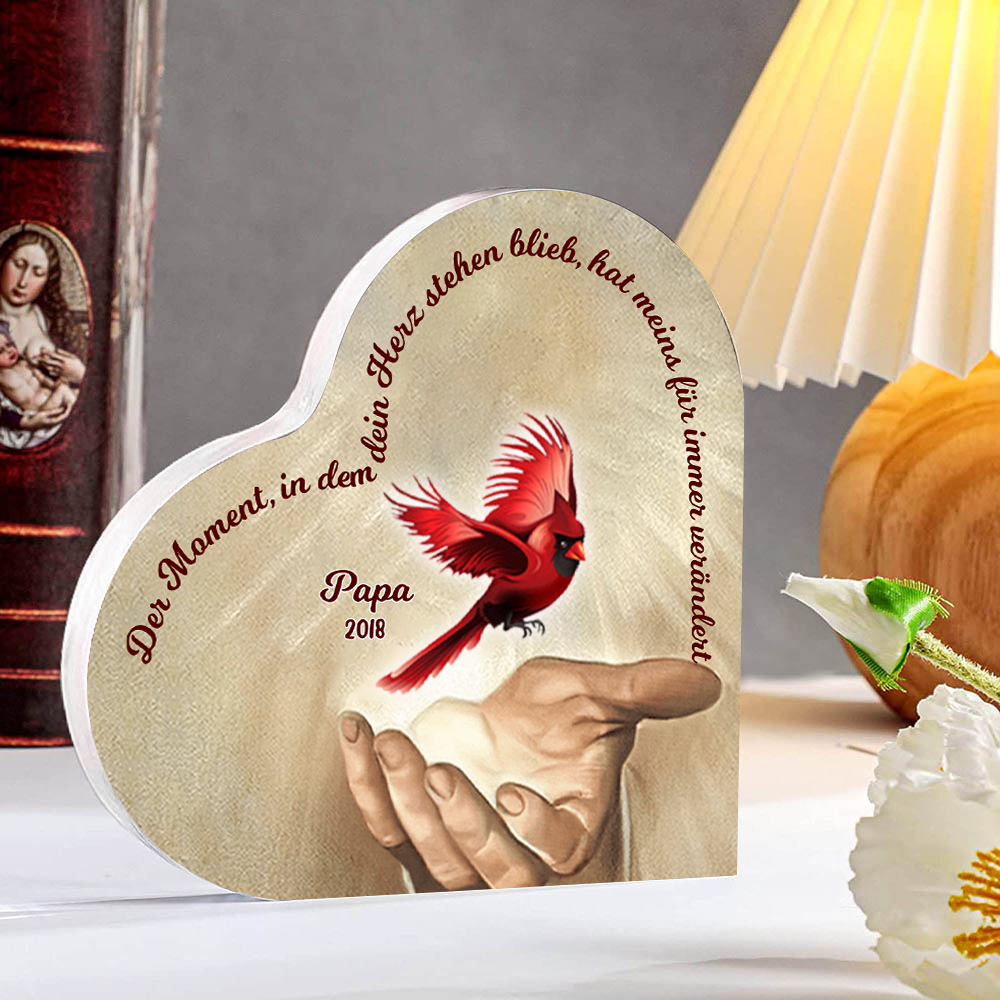 Personalisierter 1 Name & Jahr Rotkehlchen Acryl-Deko-Trauer Schreibtischdekoration