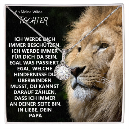 925 Sterling Silber rund Kristall Halskette - An meine wilde Tochter- Geschenk mit Nachrichtenkarte 