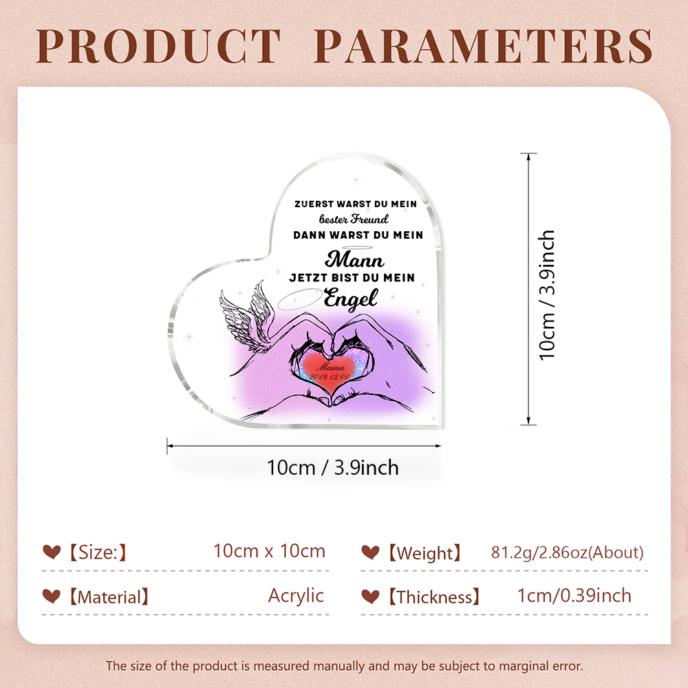 Personalisierter Name & Datum Acryl-Deko-Jetzt bist du mein Engel-Trauer Schreibtischdekoration für Mann