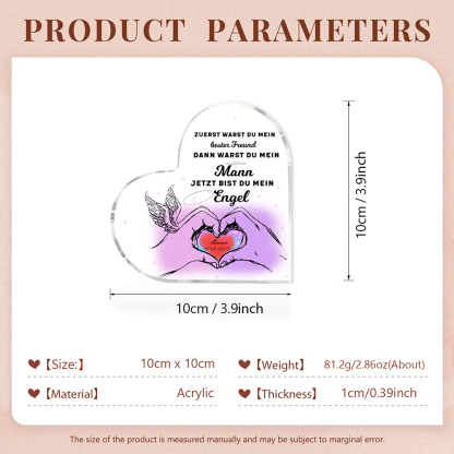 Personalisierter Name & Datum Acryl-Deko-Jetzt bist du mein Engel-Trauer Schreibtischdekoration für Mann