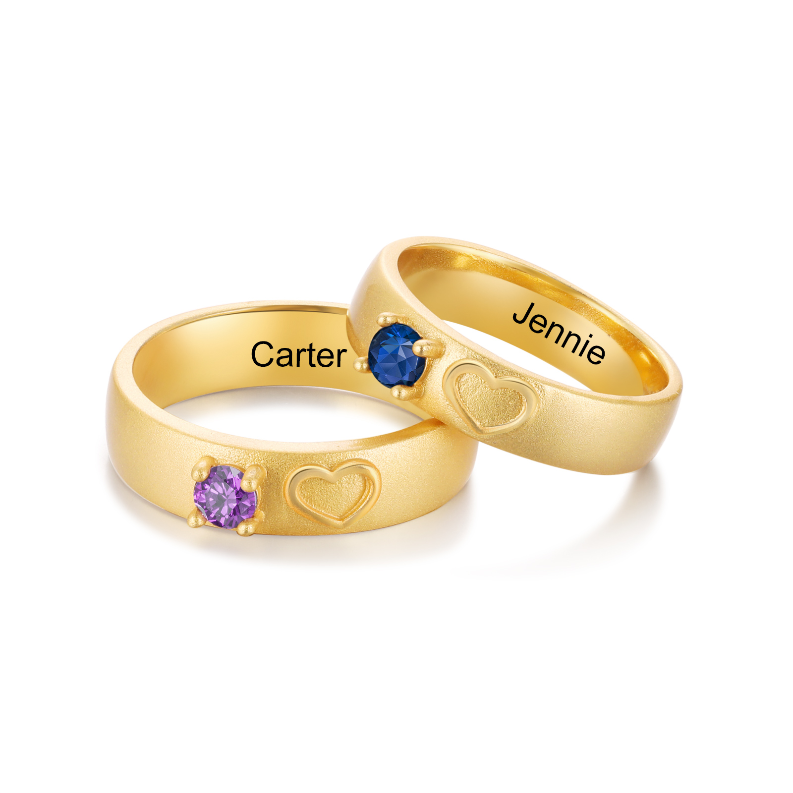 Personalisierte Partner-Ringe – Vergoldete Ringe mit Gravur & Geburtssteinen