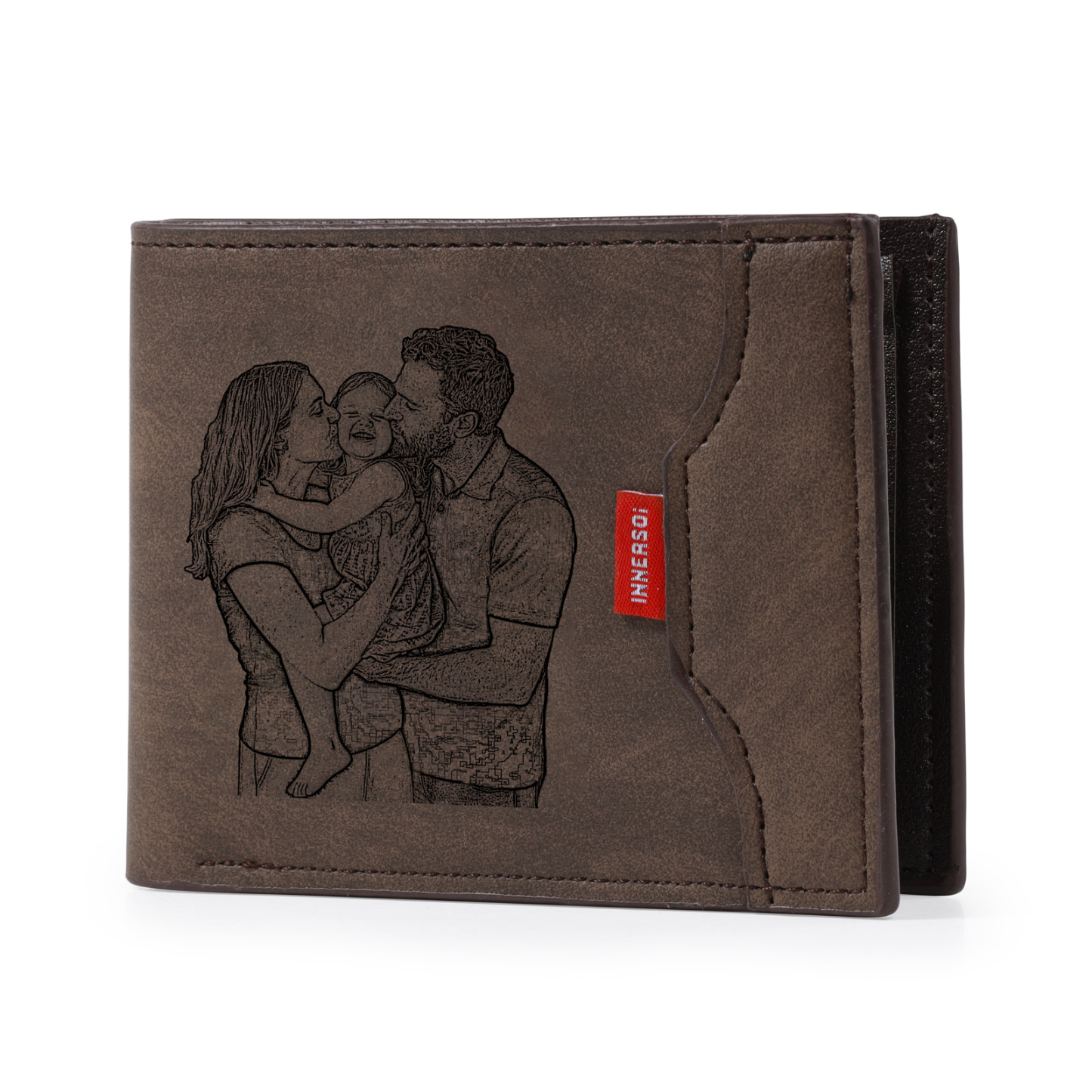 Personalisierte Herren Geldbörse aus PU‑Leder, individuell mit Foto, Kalender oder Namensgravur