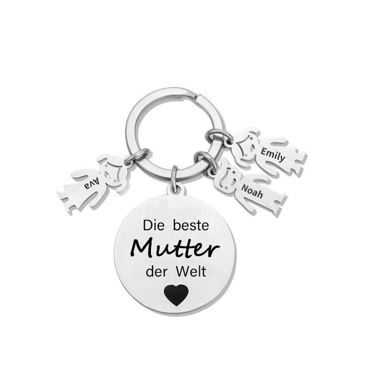 Gravur 3 Namen & Wunschtext Familie Schlüsselanhänger - Dieser Vater ( oder Mutter, Opa, Oma, usw. ) Gehört zu ...