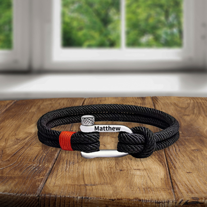 Herren Personalisierter 1 Name Edelstahl Hufeisenschnalle Handseil Armband--An unser wundervoller Sohn zum Abschluss-Geschenk mit Nachrichtenkarte