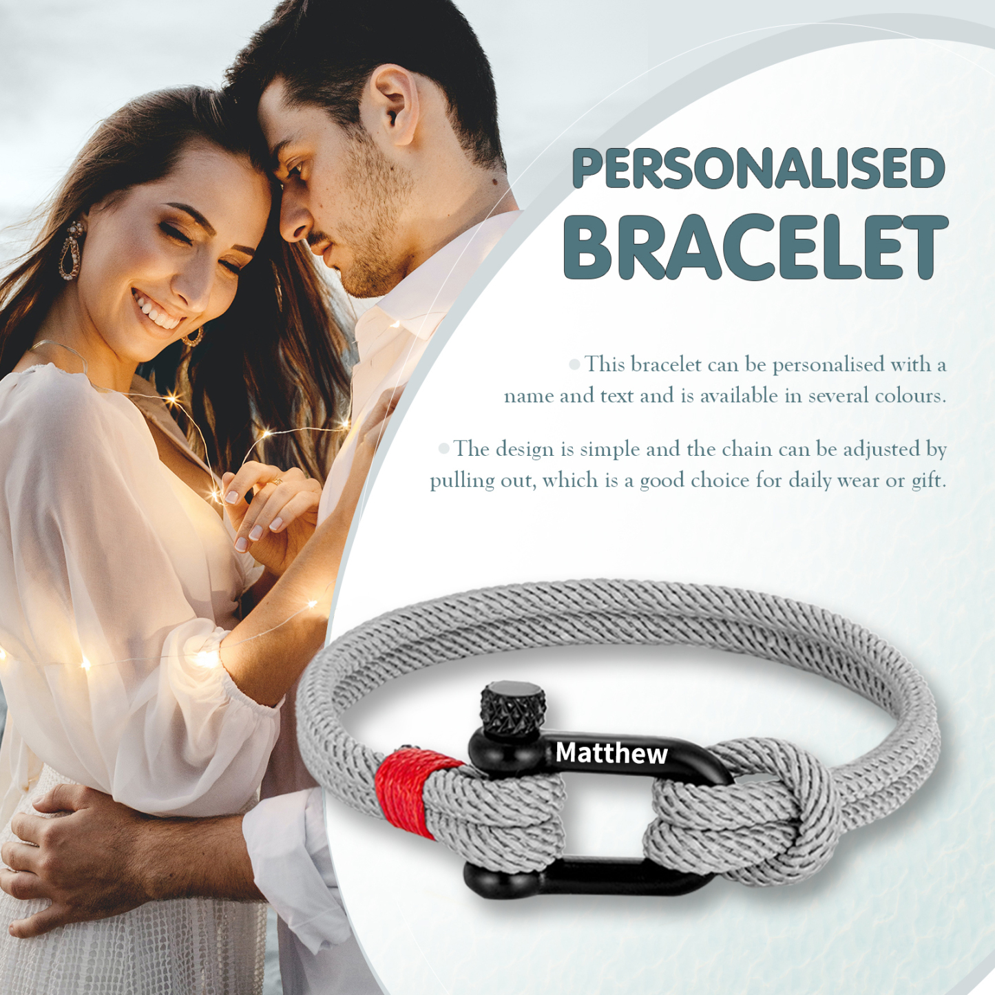 Herren Personalisierter 1 Name Edelstahl Hufeisenschnalle Handseil Armband-An unseren Enkelsohn-Geschenk mit Nachrichtenkarte