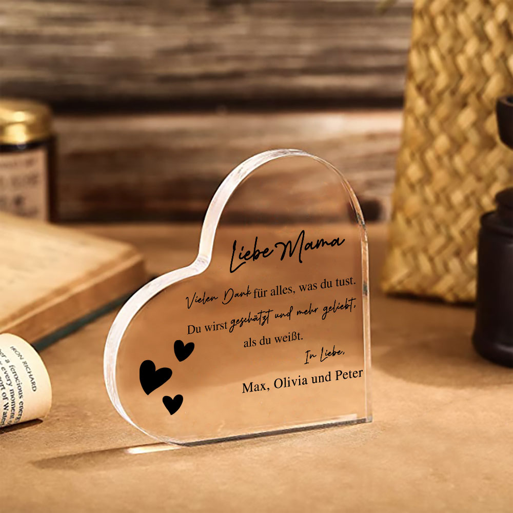 Personalisierter Text & Name -Vielen Dank für alles, was du tust- Acryl-Deko Schreibtischdekoration für Mutter